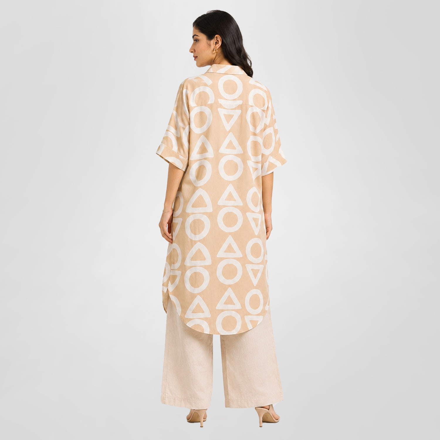 Beige Geometric Printed Tunic