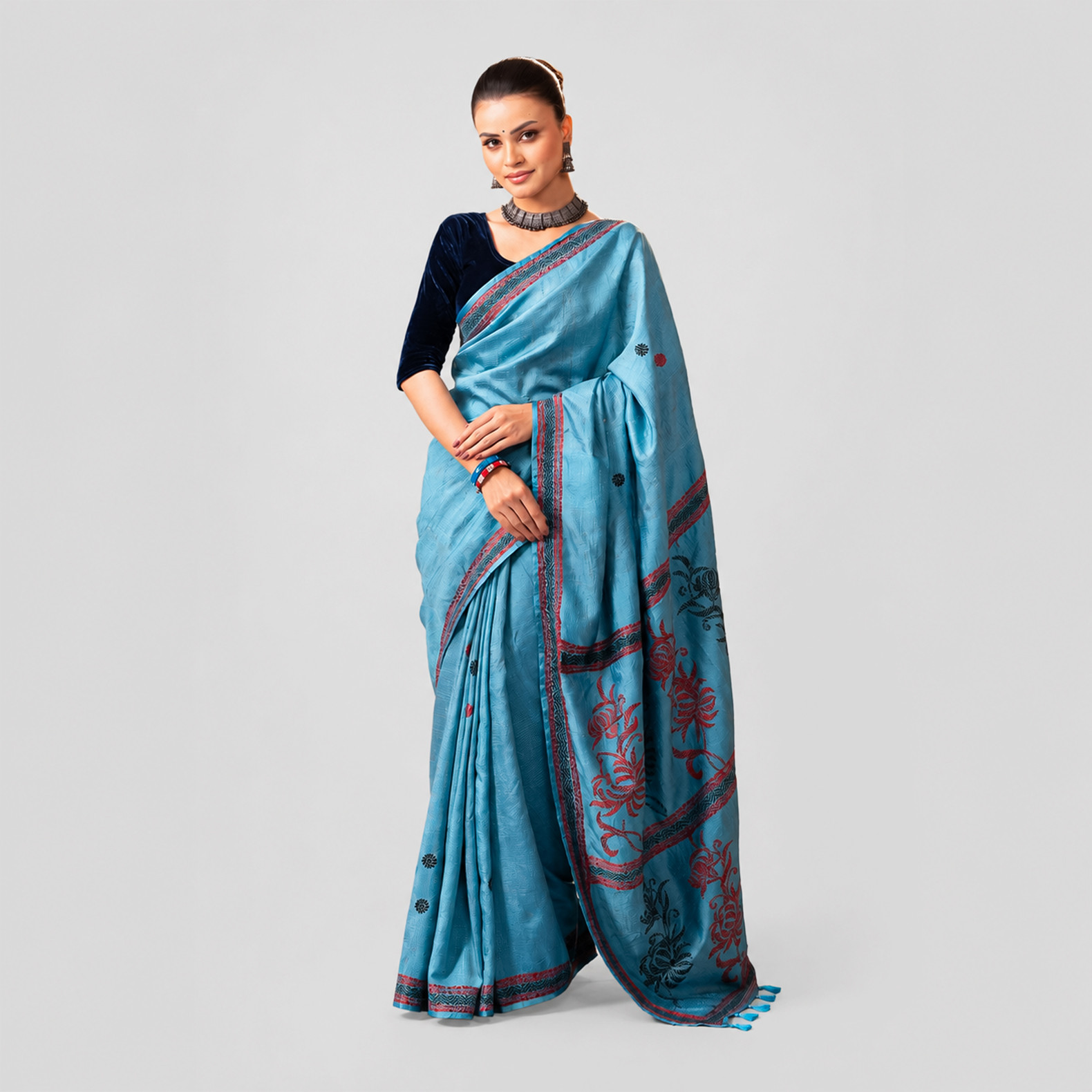Sky Blue Premium Handcrafted Saree