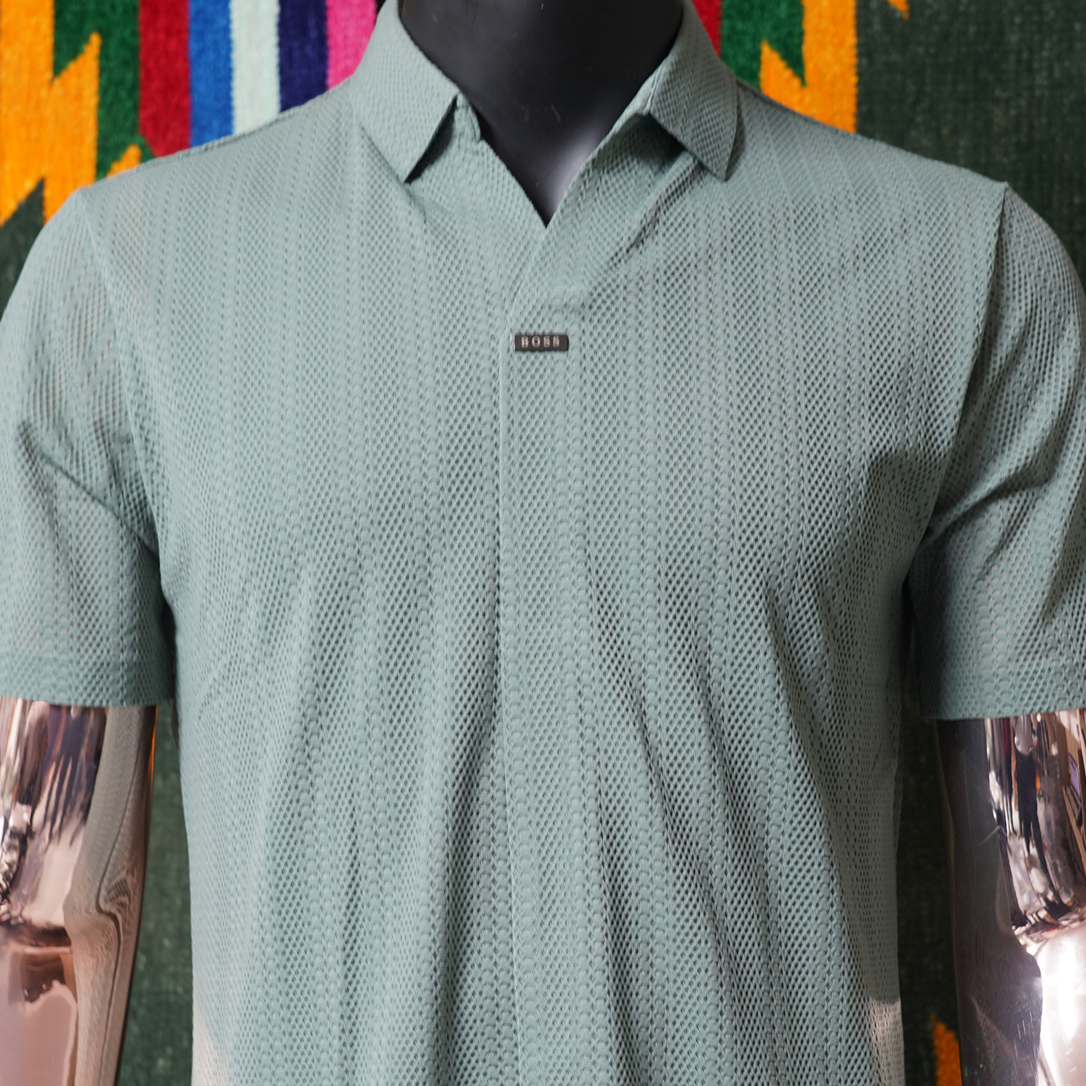 Sage Green Textured Men's Polo Shirt