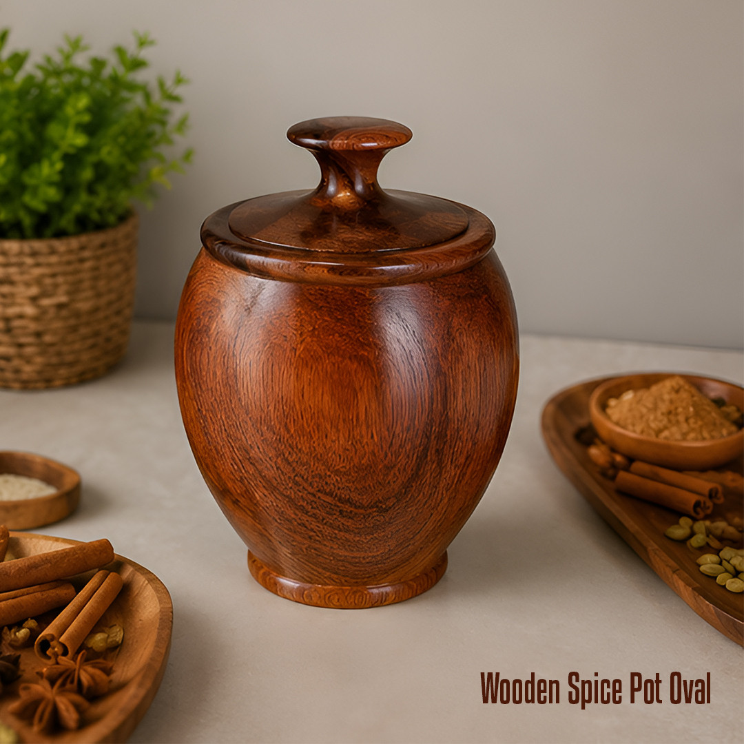 Wooden Spice Pot Oval
