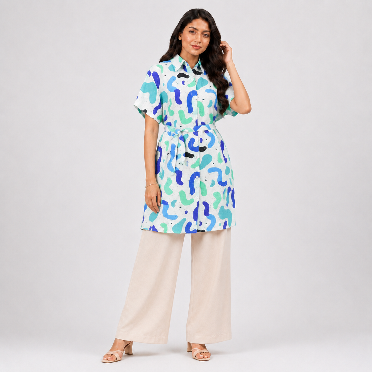 Azure Rhythm Printed Kurti