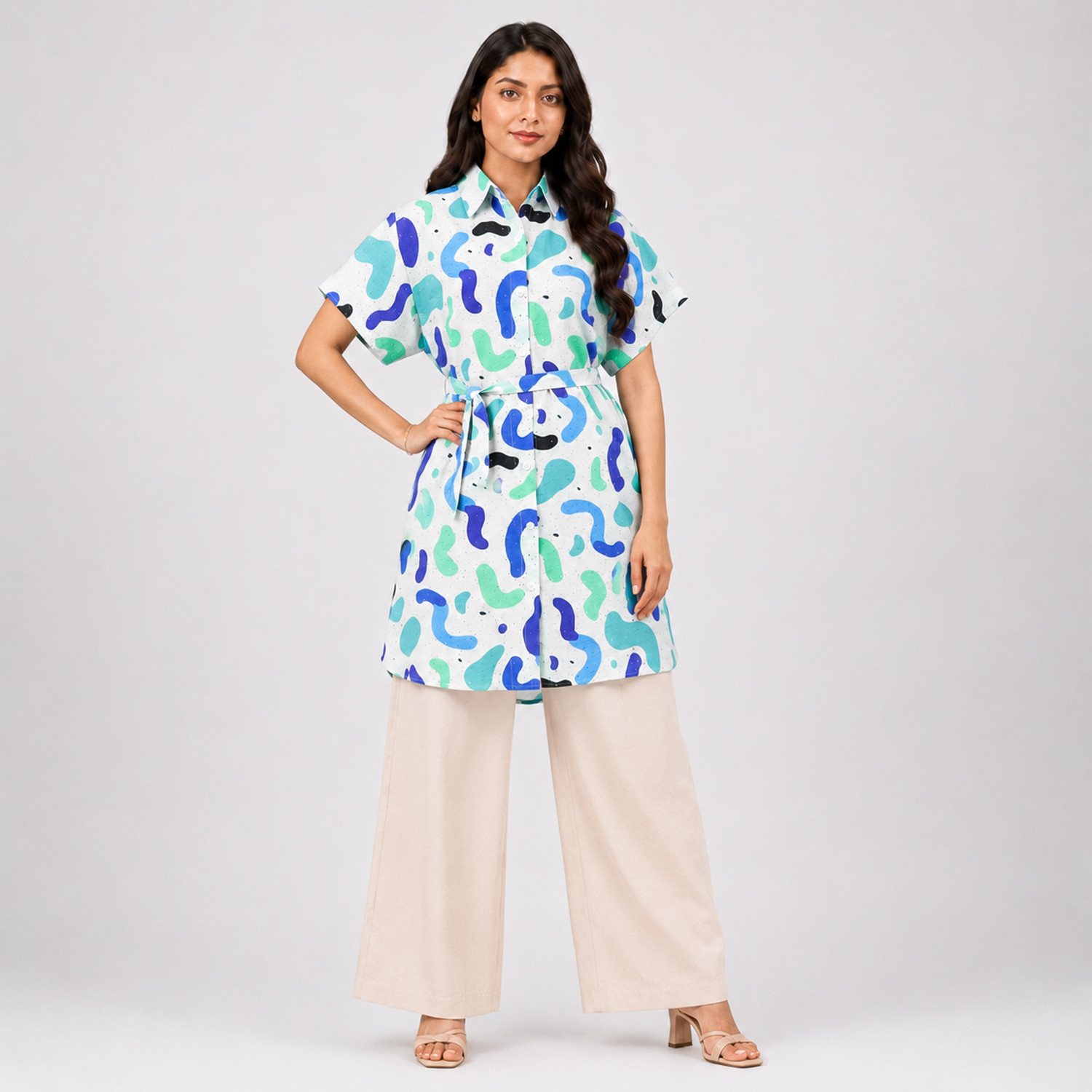 Azure Rhythm Printed Kurti