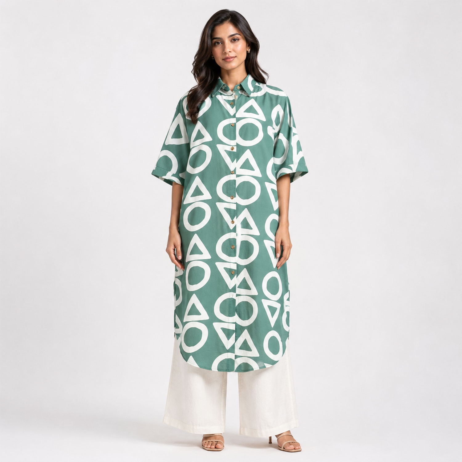 Rust Brown Geometric Printed Tunic